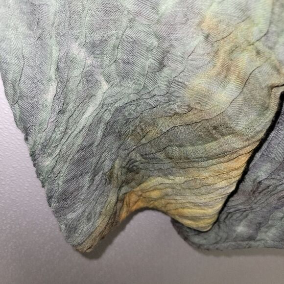 JOAN MCGEE Crinkled Hand Painted Pleated Silk Jacket Coat Tie Dye M Art to Wear - Picture 8 of 9